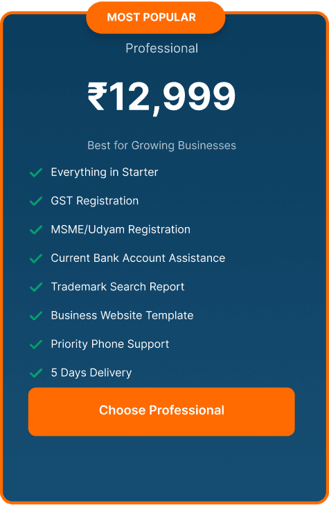 Professional Pricing Card