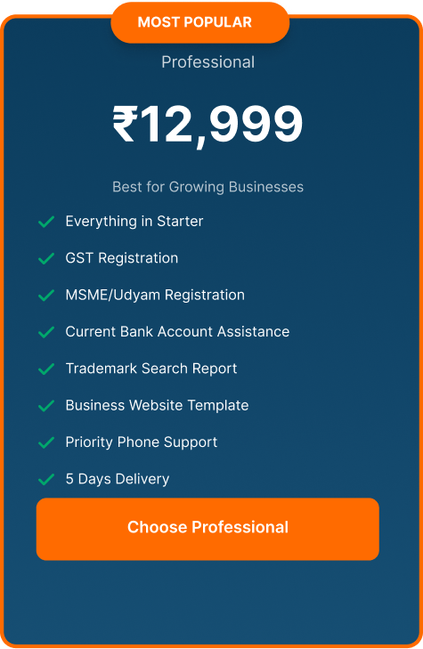 Professional Pricing Card